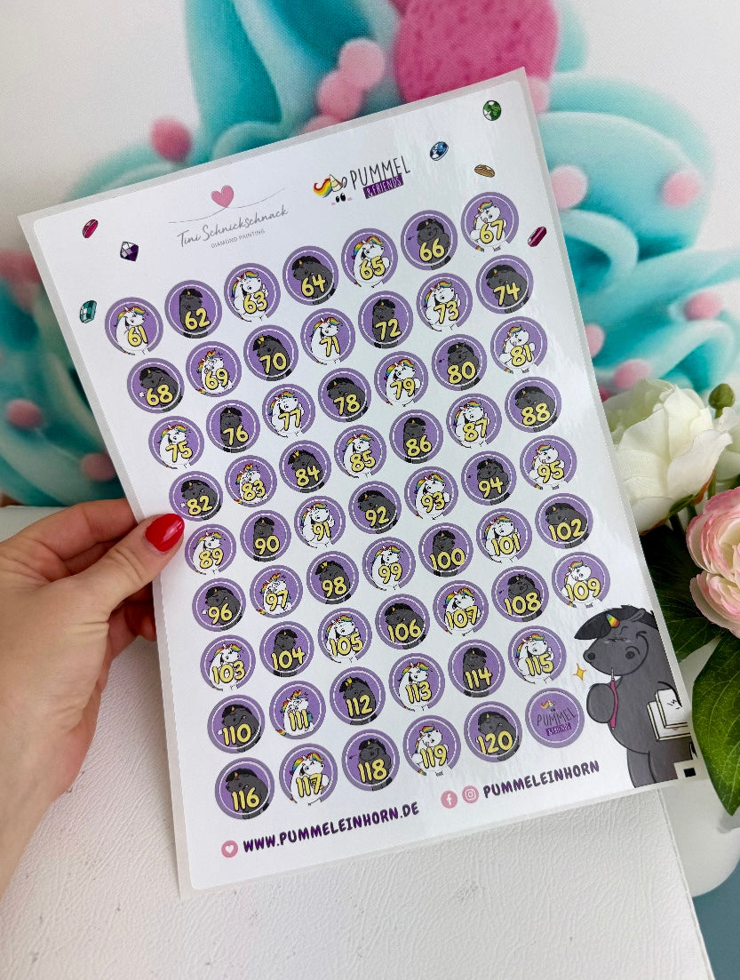 VORVERKAUF* Diamond Painting Pummeleinhorn Zahlensticker "Pummel & Grummel" ( für runde Dosen)