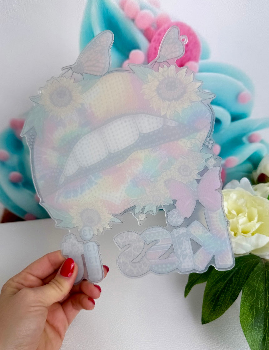 Diamond Painting Anhänger Lippen "KISS IT" 21x25cm