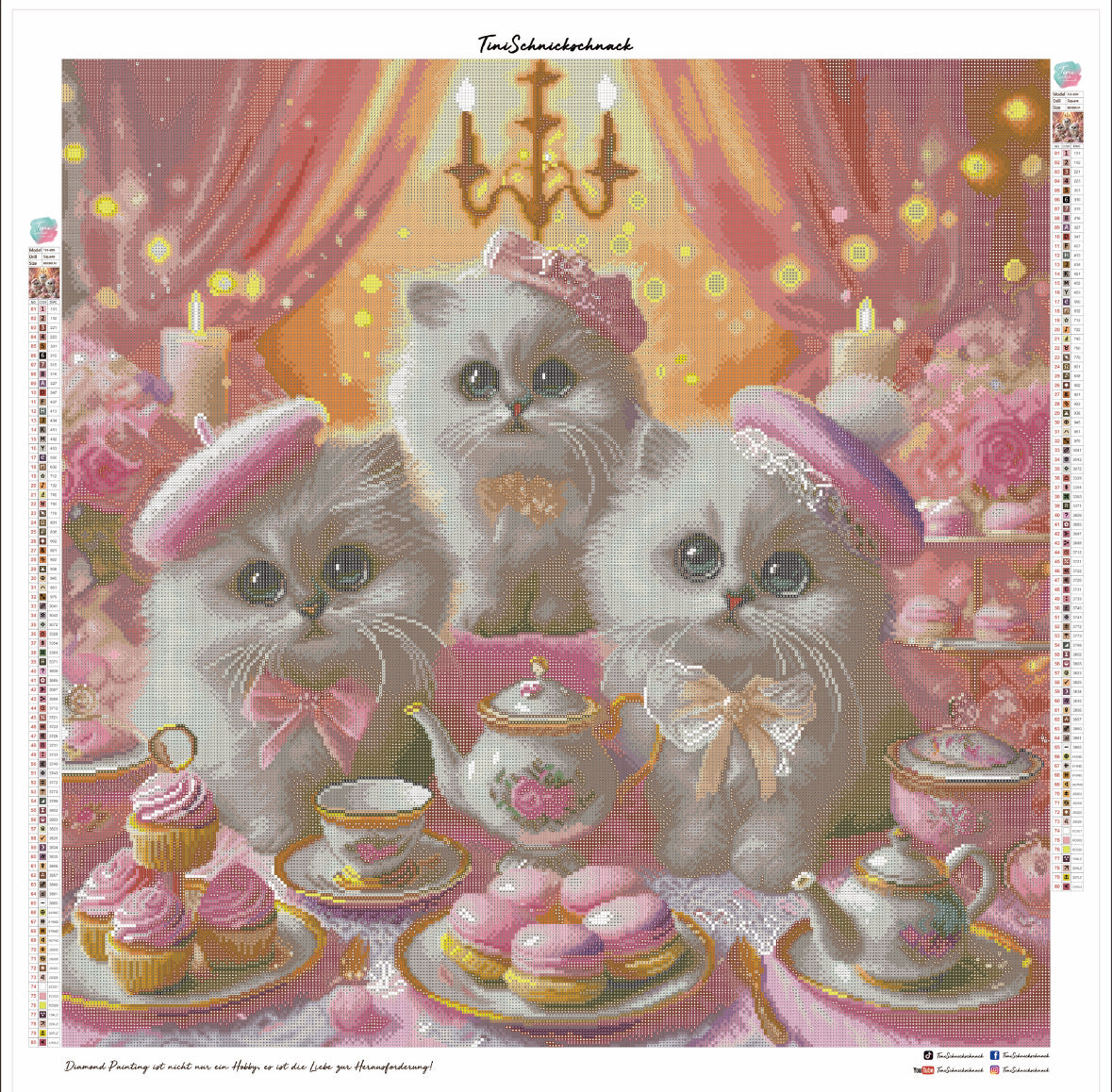 Diamond Painting Bild "Cats in Paris" von TiniSchnickschnack 80x80cm (inkl. Strass & Candy Stones) TSS-699
