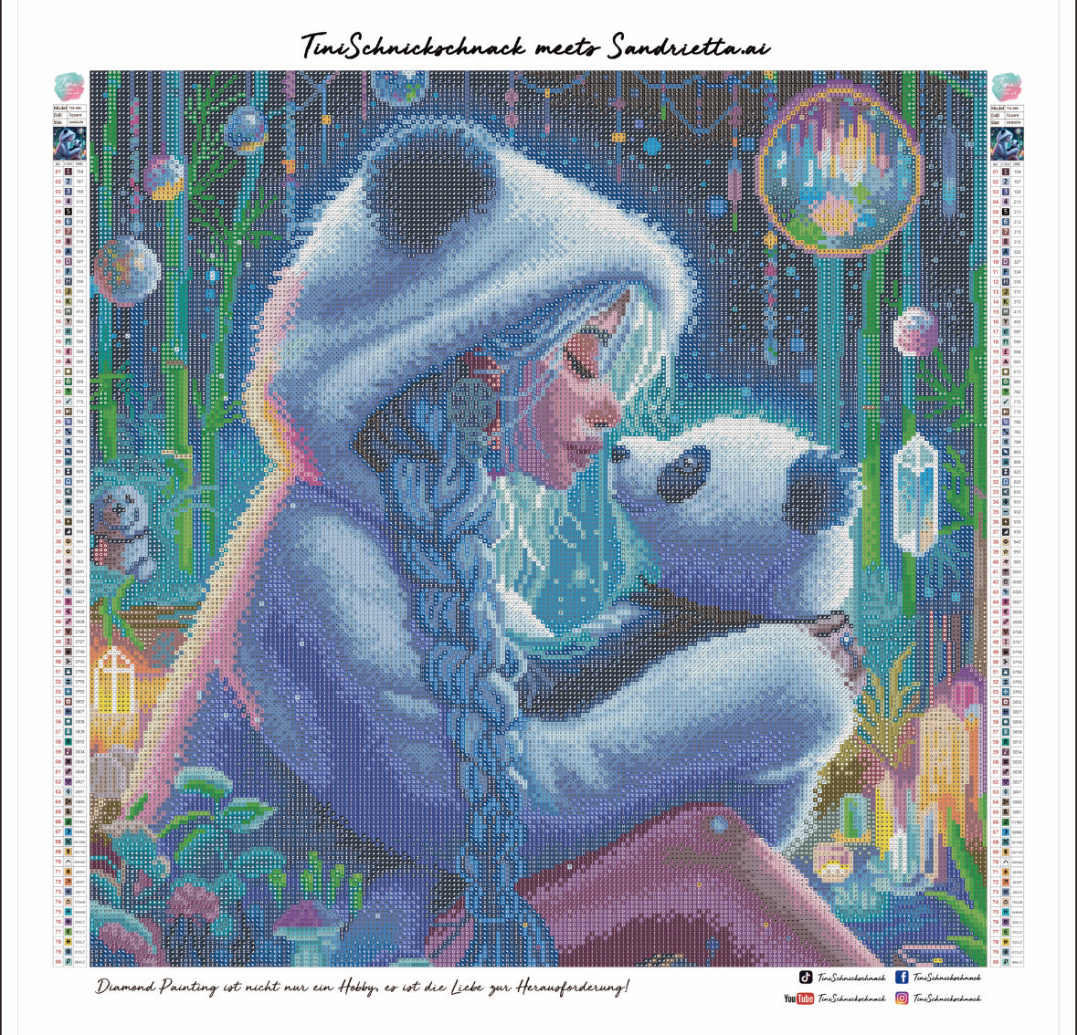 Diamond Painting Bild "Panda-Love" von AI-Artist Sandrietta_ai (inkl. Feenstaub) 50x50cm TSS-693