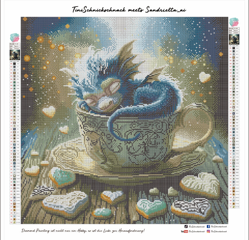 Diamond Painting Bild "Taffys Teatime" von AI-Artist Sandrietta_ai 50x50cm TSS-368