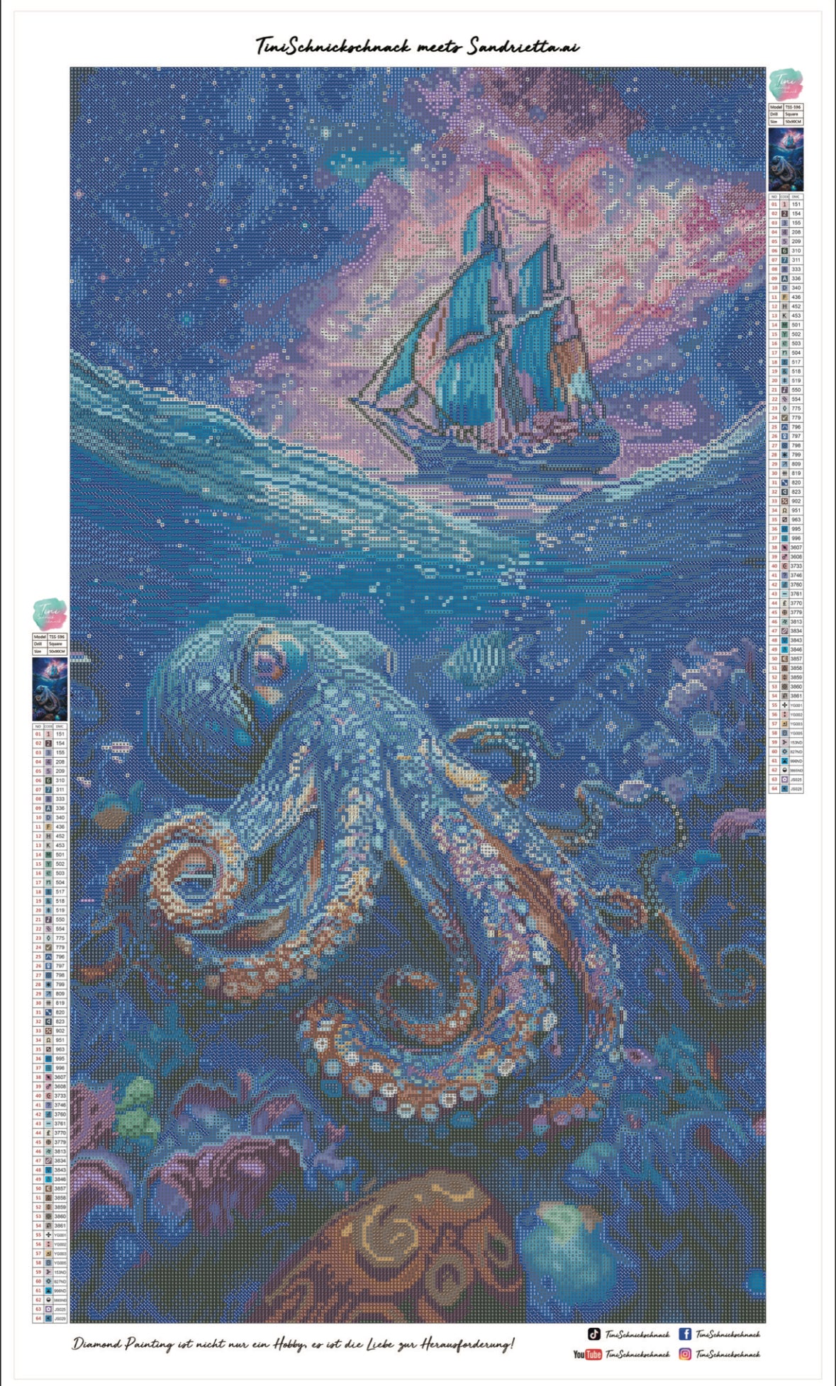 Diamond Painting Bild "Tiefe des Meeres" von AI-Artist Sandrietta_ai (inkl. Feenstaub) 50x90cm TSS-596