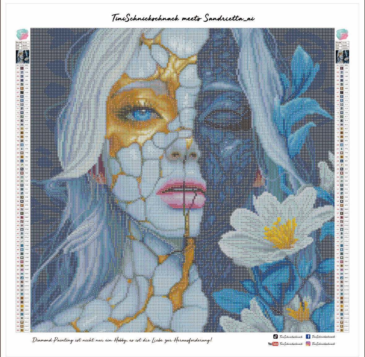 Diamond Painting Bild "Mamorette" von AI-Artist Sandrietta_ai 50x50cm TSS-581