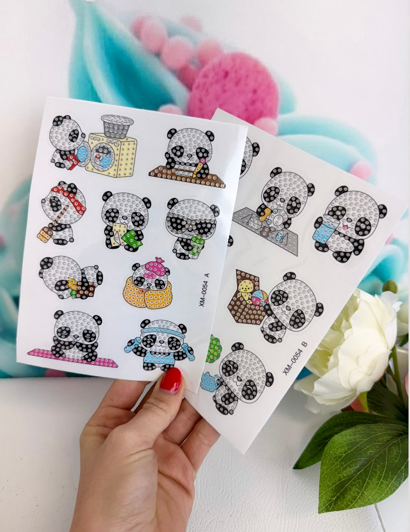 *VORVERKAUF! Diamond Painting Sticker Set "Kawaii-Pandas" 16 Stück (ST0054)