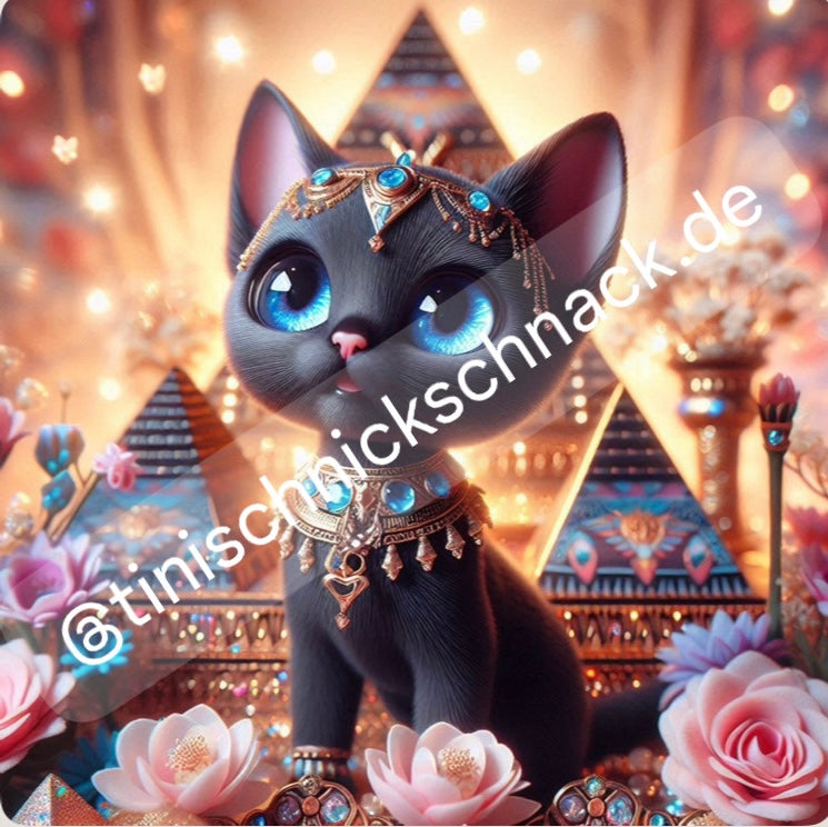 Diamond Painting Bild Katze "Miu-Solara" von AI-Artist Lexxy.ai 50x50cm (inkl. Fairy Dust)