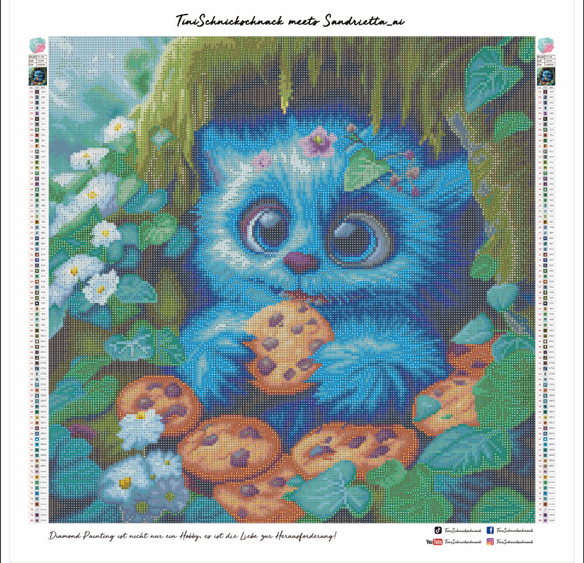 Diamond Painting Bild Waldmonster "Flix Plätzchenschnute" von AI-Artist Sandrietta.ai 50x50cm (inkl. Fairy Dust)