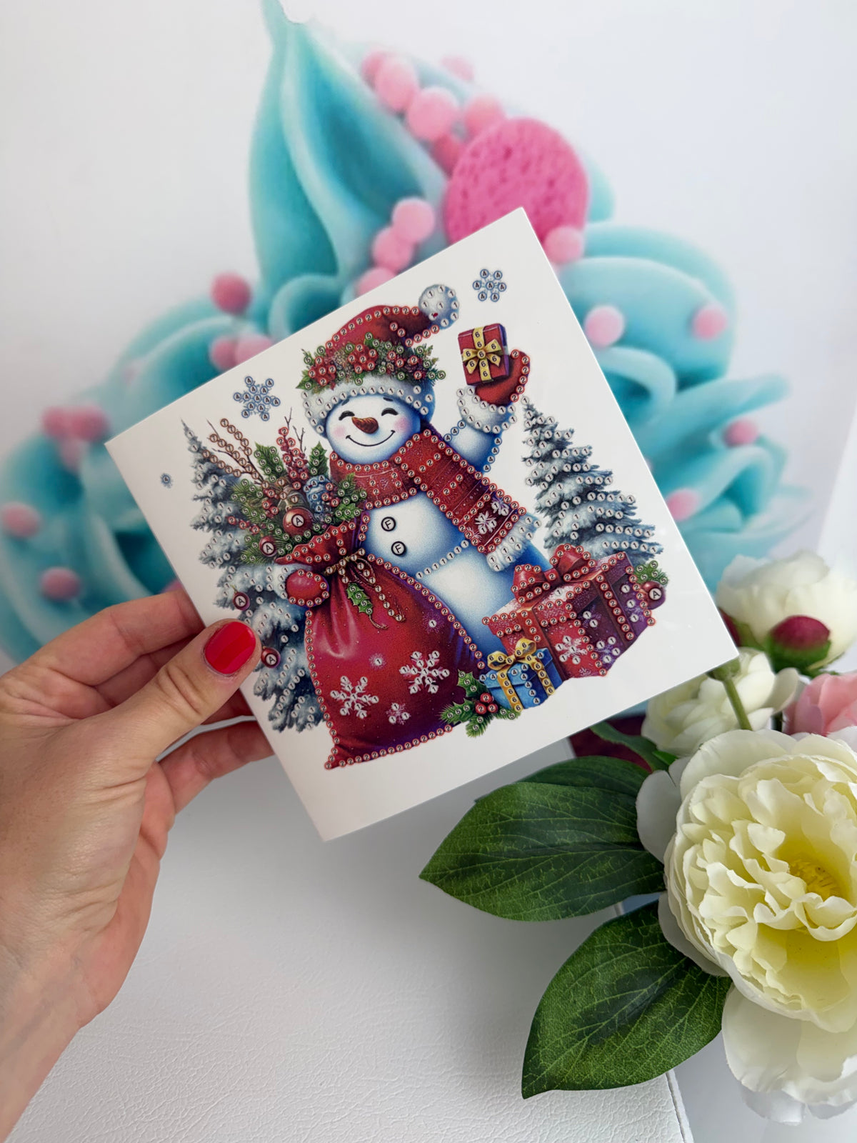 Diamond Painting XMAS Grußkarten "Schneemann Grüße" (K078)
