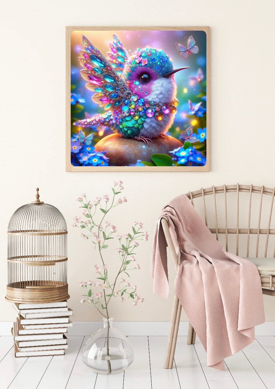 Diamond Painting Bild "Kolibri" von AI-Artist Sandrietta_ai 60x60cm (Sondersteine-Special) TSS-573