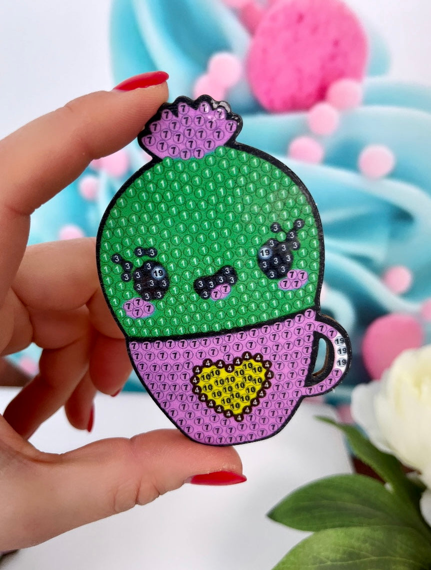 Diamond Painting Untersetzer Kawaii "Kakteen" 10 Stück U15