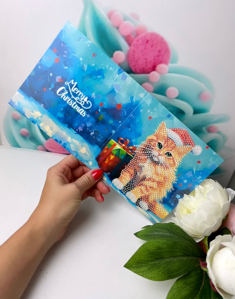 Diamond Painting Grußkarten XMAS "Welpen & Kittys" 8er Set (K25)