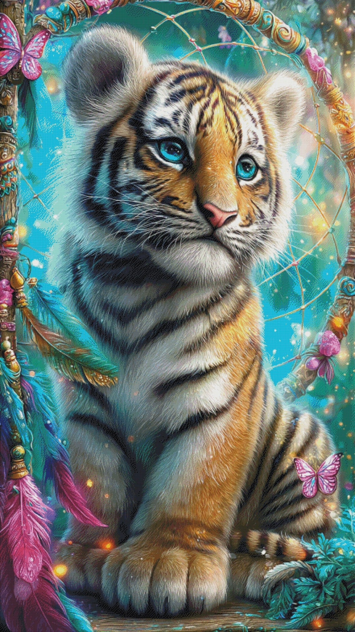 Diamond Painting XXXL Bild "Sanftes Tigerpfötchen" von AI-Artist Elly_a.i (inkl. Feenstaub) 110x196cm TSS-904