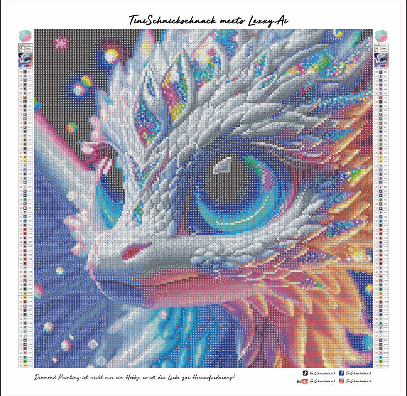 Diamond Painting Bild Drache „Celeste" von AI-Artist Lexxy.ai 50x50cm (inkl. Metallic) TSS-529