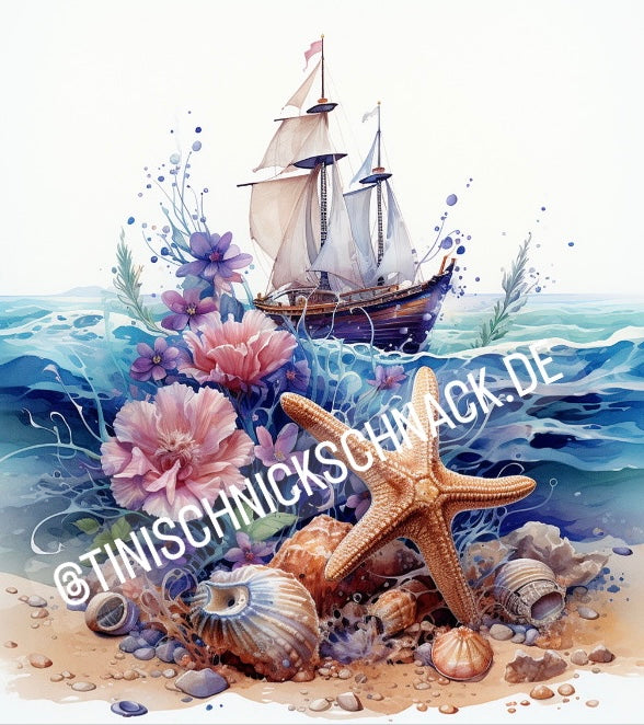 Diamond Painting Bild "Meeresgeflüster" von AI-Artist Sandrietta_ai 40x40cm