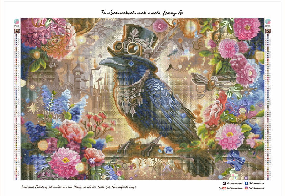 Diamond Painting Bild Rabe „Raxus" von AI-Artist Lexxy.ai 40x60cm (Sondersteine Special) TSS-589