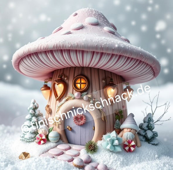 *VORVERKAUF! Diamond Painting TiniSchnickschnack Bild "Pilzhaus im Winter" 50x50cm