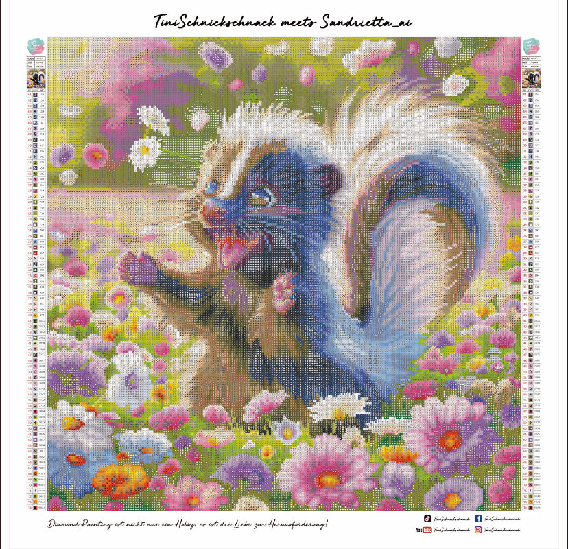 *VORVERKAUF! Diamond Painting Bild "Stinktier Stiffy" von AI-Artist Sandrietta_ai 50x50cm
