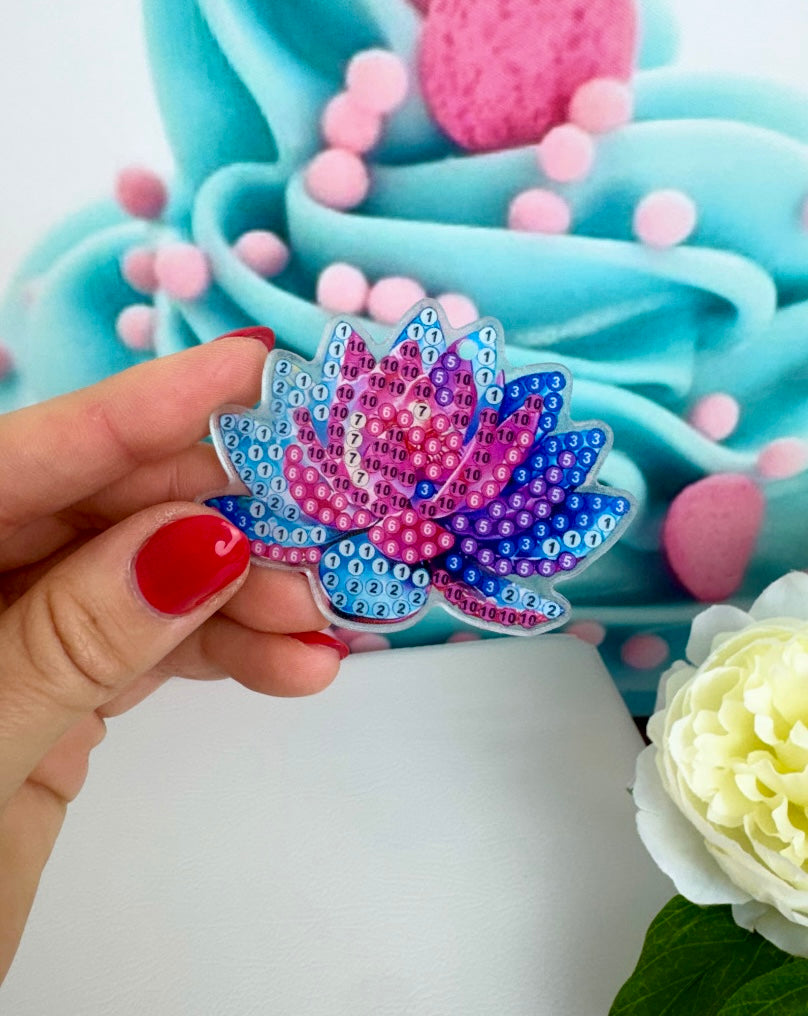 Diamond Painting Schlüsselanhänger "Seerosen & Lotusblüten" 8 Stück Anhänger