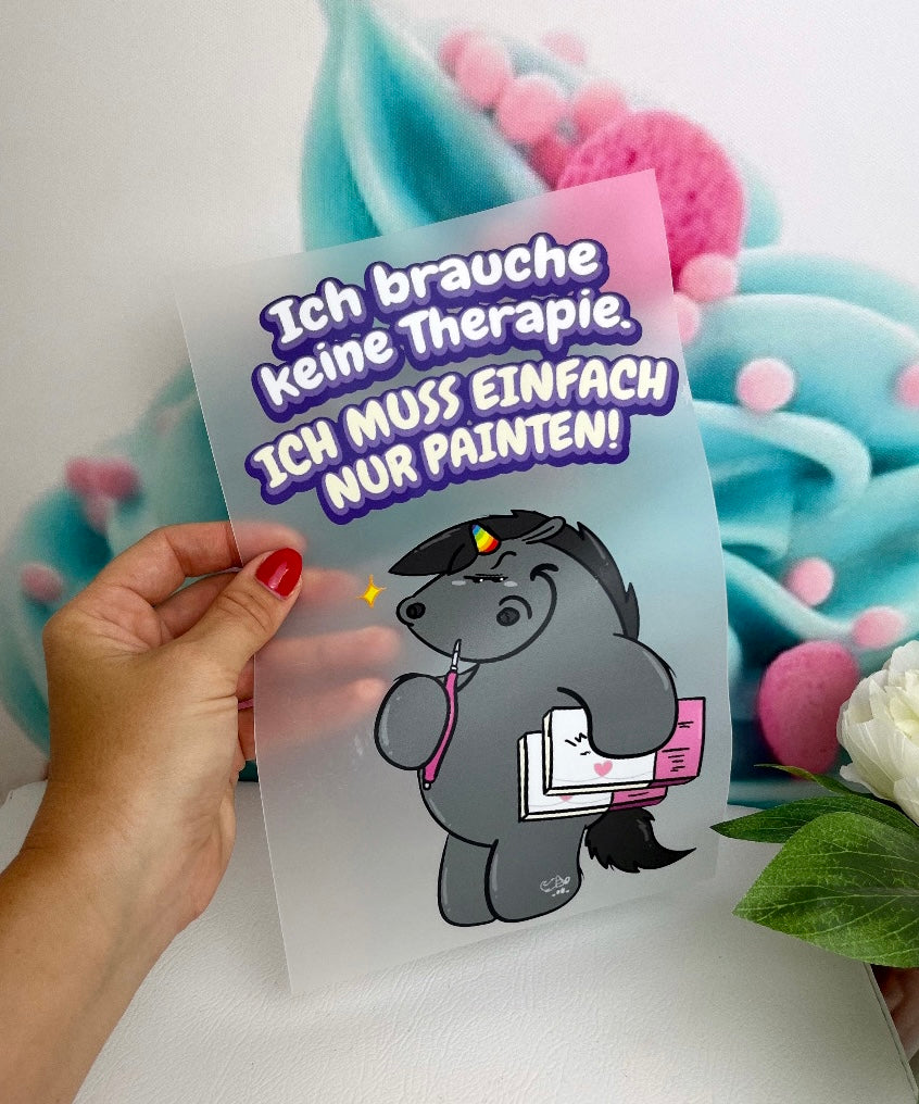 Tinischnickschnack meets Pummeleinhorn Bügelbild "Therapie-Grummel" BB54 (ca.17x20cm)