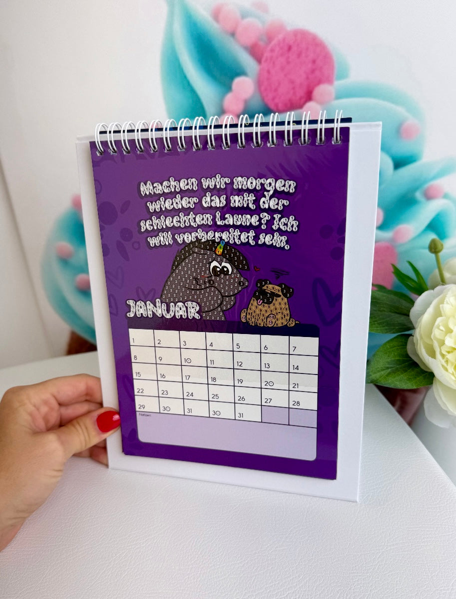 Diamond Painting Pummeleinhorn Tischkalender "Grummeleinhorn" Kalender 2026 (2.Wahl!)