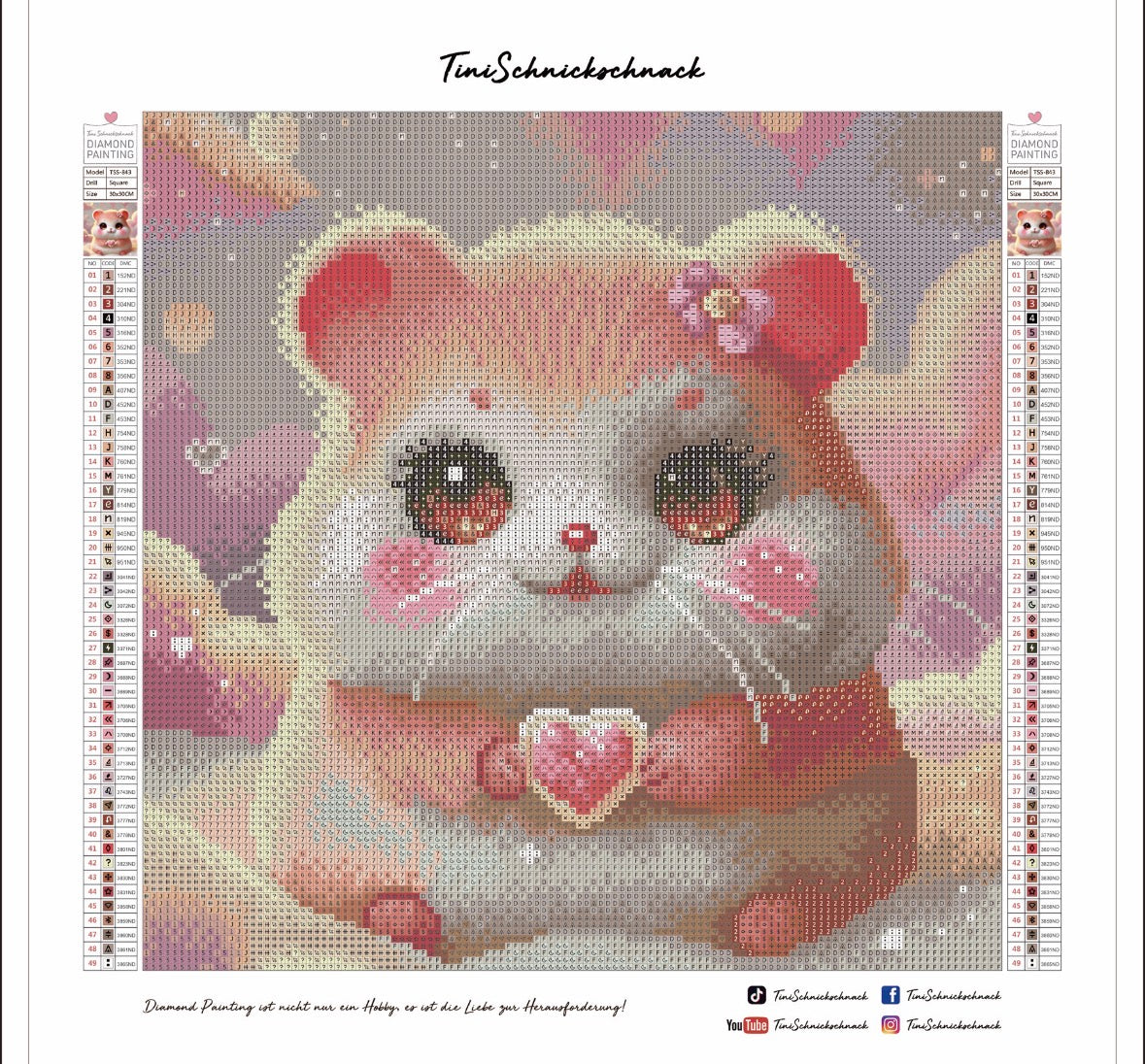 Diamond Painting Bild "Hamster Holly" von TiniSchnickschnack 30x30cm (Full Feenstaub) TSS-843