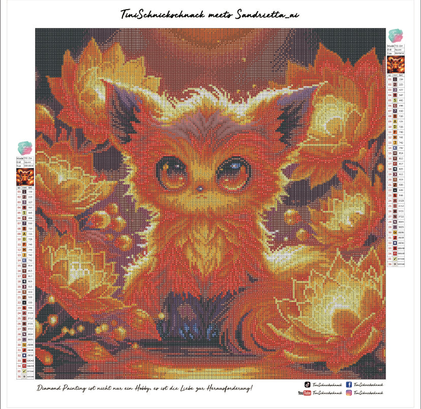 Diamond Painting Bild "Feuerfuchs" von AI-Artist Sandrietta_ai 50x50cm (inkl. Metallic)