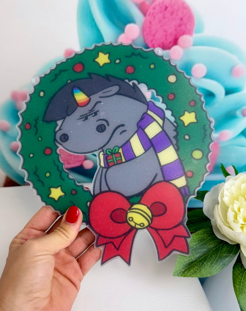 Diamond Painting Pummeleinhorn XMAS Kranz / Anhänger "Grummel" 20x23cm (AH238)