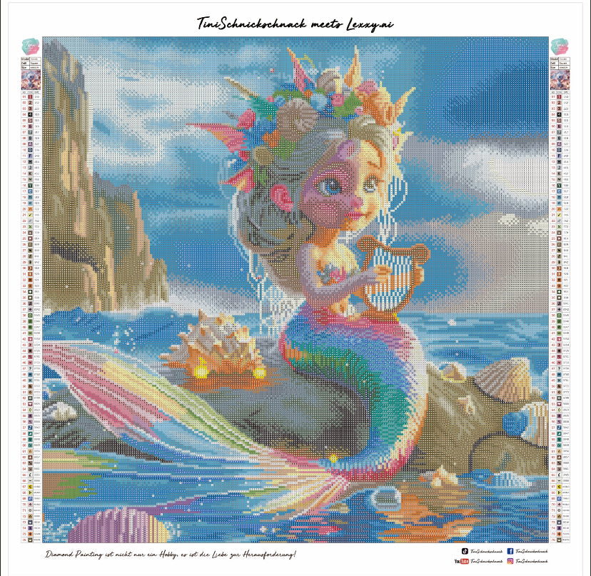 BILD DES TAGES! Diamond Painting Bild Mermaid "Maggie" von AI-Artist Lexxy.ai 60x60cm (inkl. Metallic) TSS-455 + gratis Coverminder