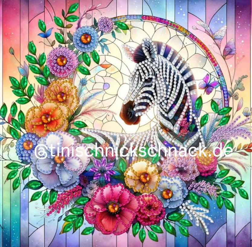Diamond Painting Bild "Zebra" Teilbild 25x25cm (TB8)