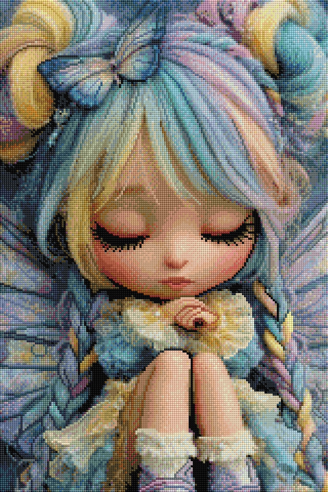 Diamond Painting Bild "Püppi Pia" von AI-Artist Sandrietta_ai (inkl. Feenstaub) 40x60cm TSS-738