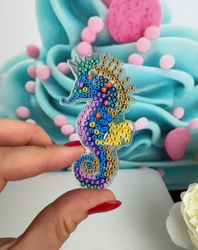 Diamond Painting Schlüsselanhänger "Seepferdchen" 8 Stück Anhänger