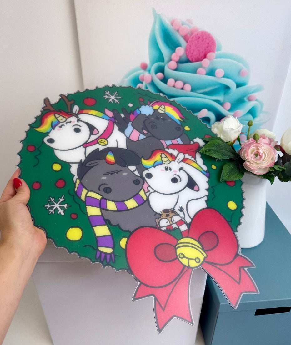 Diamond Painting Pummeleinhorn XMAS 2025 XXL Kranz / Anhänger "Pummel & Family" 45x50cm (AH237)