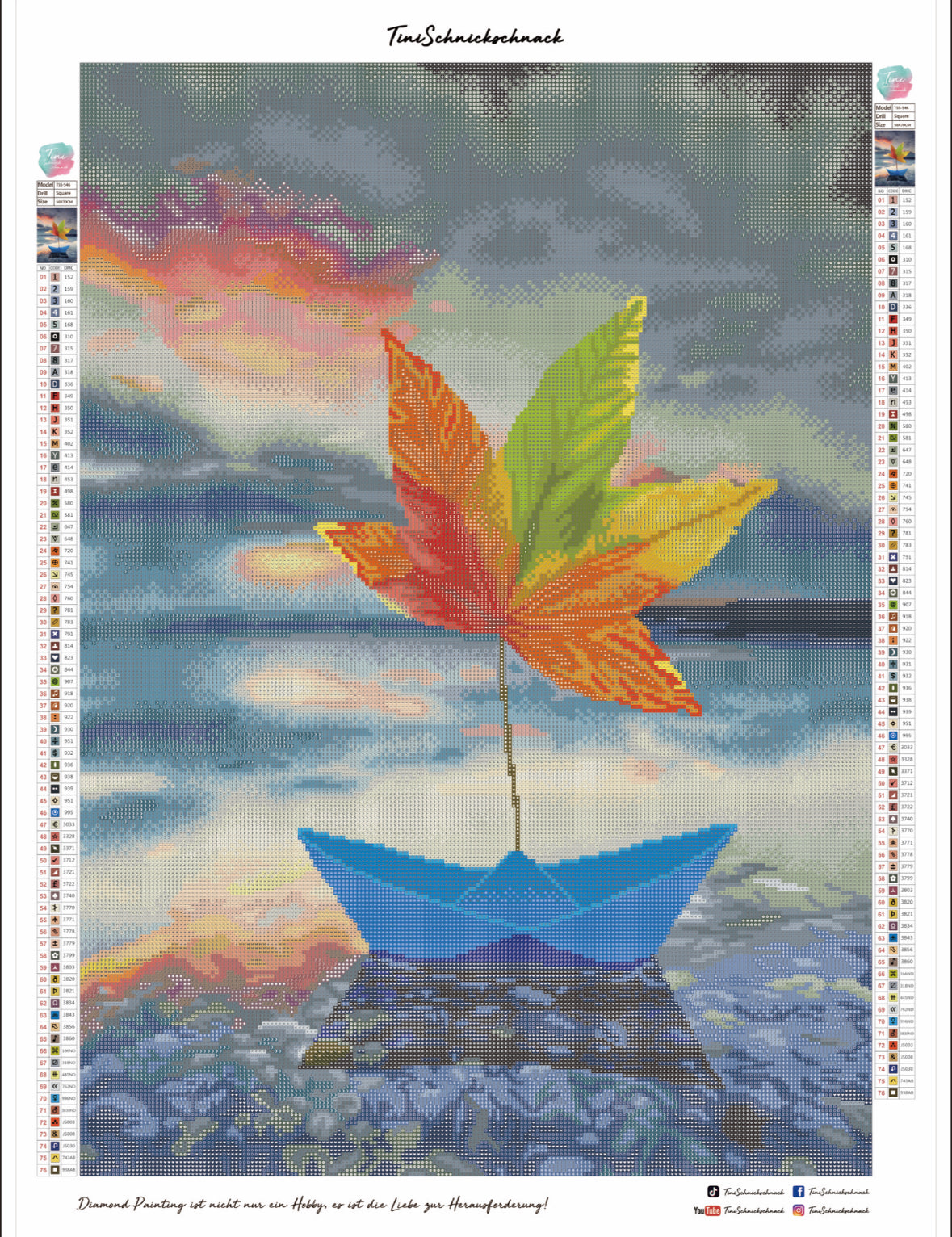 Diamond Painting Tinischnickschnack Bild  „Herbstklopfen" 50x70cm (inkl. Metallic) TSS-546