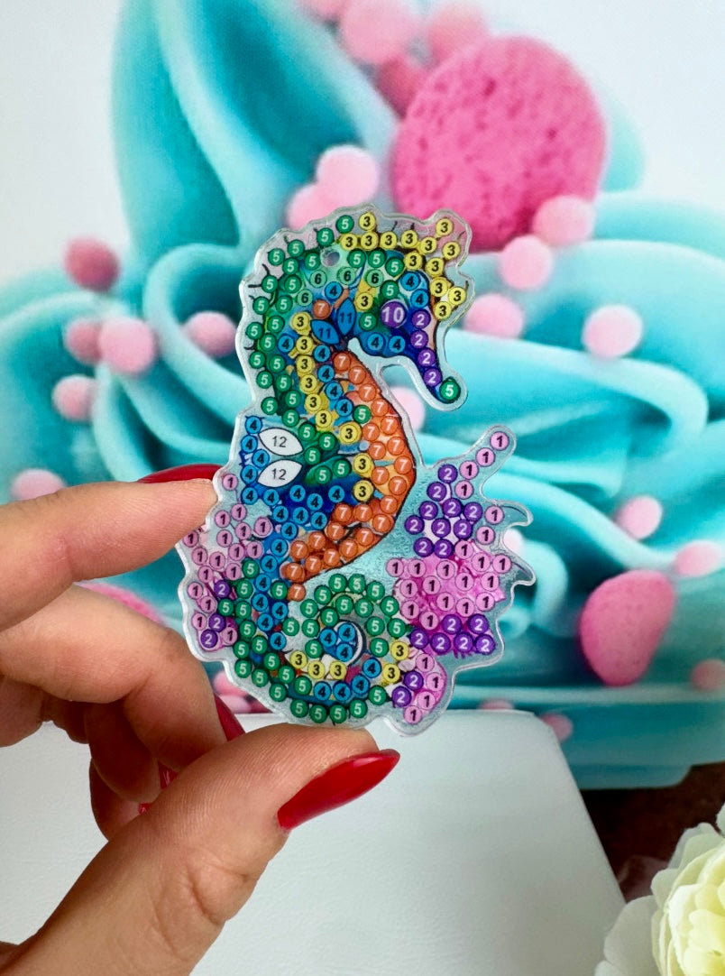 Diamond Painting Schlüsselanhänger "Seepferdchen" 8 Stück Anhänger