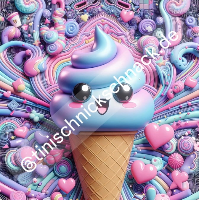 Diamond Painting Bild "Happy Icecream " von AI-Artist Bex.ai 50x50cm