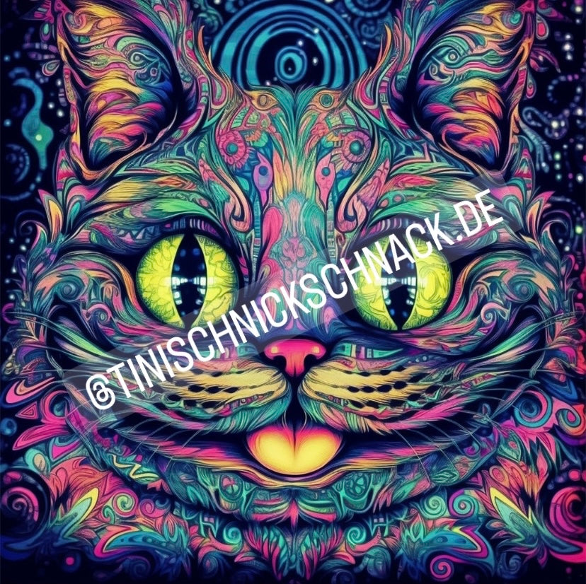 Diamond Painting Bild TSS84 "Crazy-Cat" von AI-Artist Sandrietta_ai 50x50cm mit Candy Stones (eckige Steine)