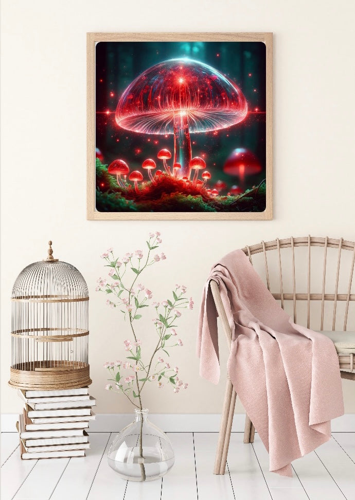 Diamond Painting Bild "Magic Mushroom" von AI-Artist Sandrietta_ai 50x50cm (inkl. Metallic)