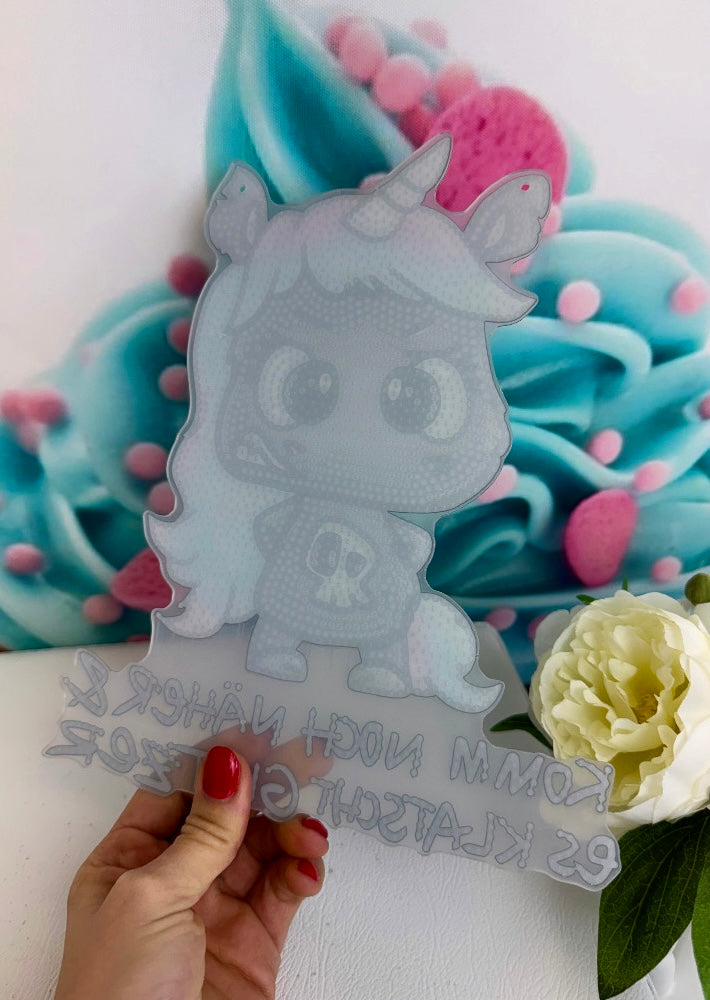 Diamond Painting Anhänger Schnubbi Einhorn "Klatscht Glitzer" 18x25cm