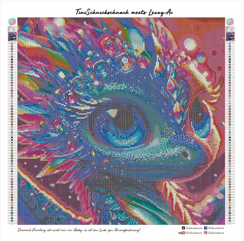 Diamond Painting Bild Drache "Dakara" von AI-Artist Lexxy.ai 50x50cm (inkl. Metallic) TSS-528