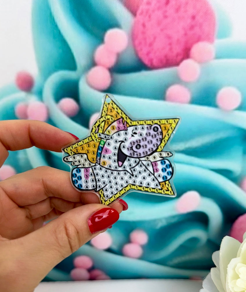 Diamond Painting XMAS Schlüsselanhänger Pummeleinhorn "Weihnachtsfreude" 6Stück (AH105)