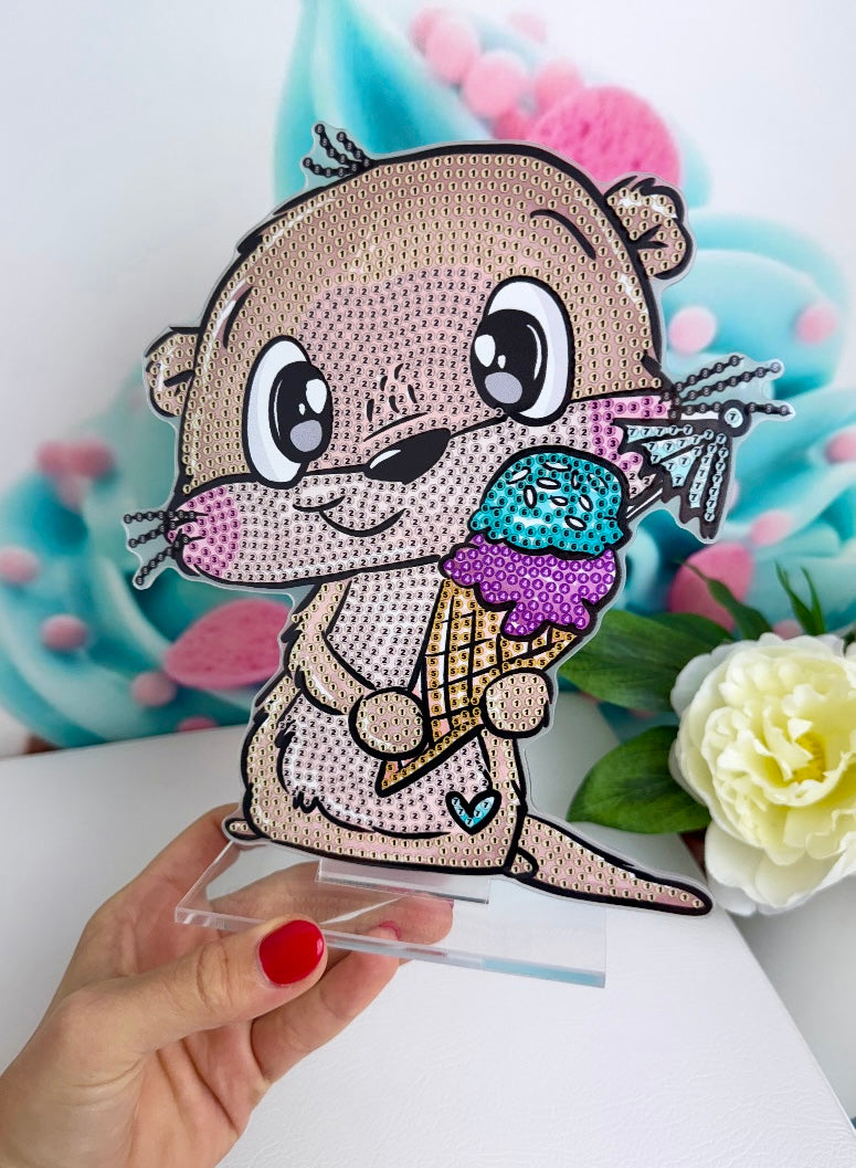 Diamond Painting Aufsteller Schnubbi Otter "Eiscreme" 18x20cm