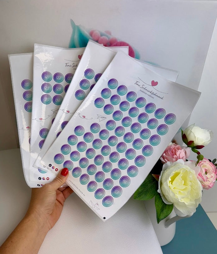 Diamond Painting "Zahlensticker" 1 Stickerbogen (für runde Dosen) NEU (lila)