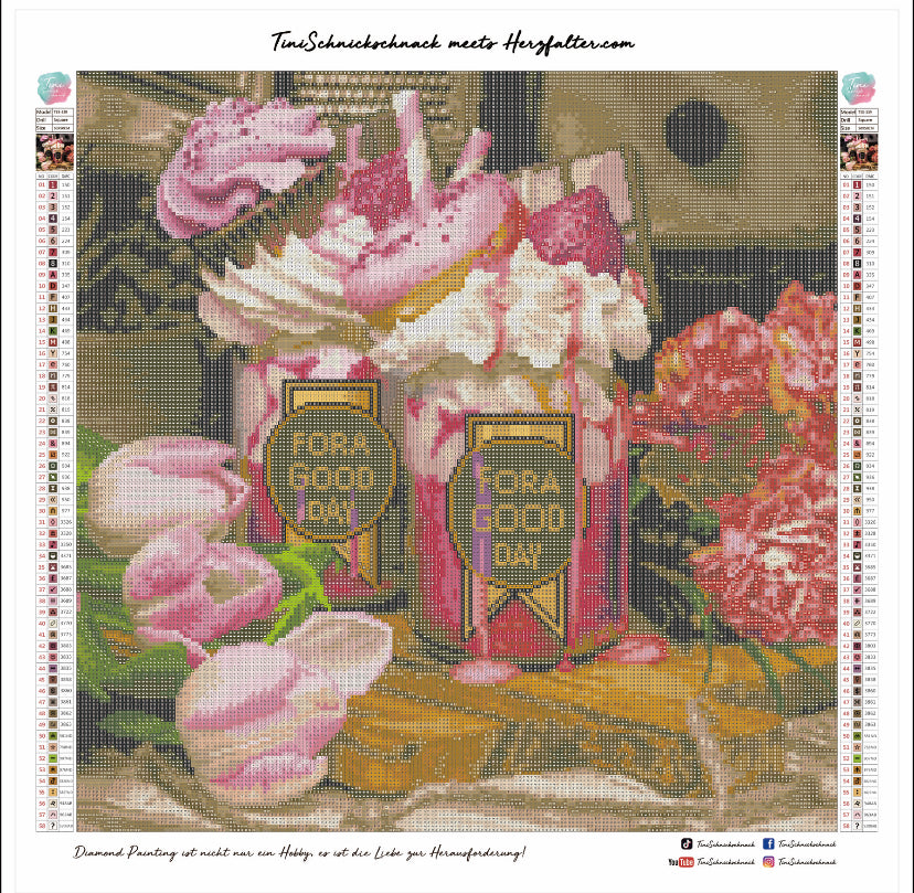 Diamond Painting Bild TiniSchnickschnack meets Herzfalter "FOR A GOOD DAY" 50x50cm (inkl. Fairy Dust) TSS-339