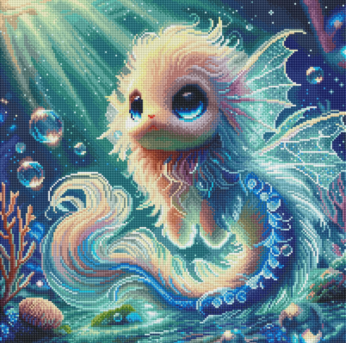 Diamond Painting Bild Wasserdrache"Luminis" von AI-Artist Sandrietta_ai (inkl. Feenstaub) 50x50cm TSS-593