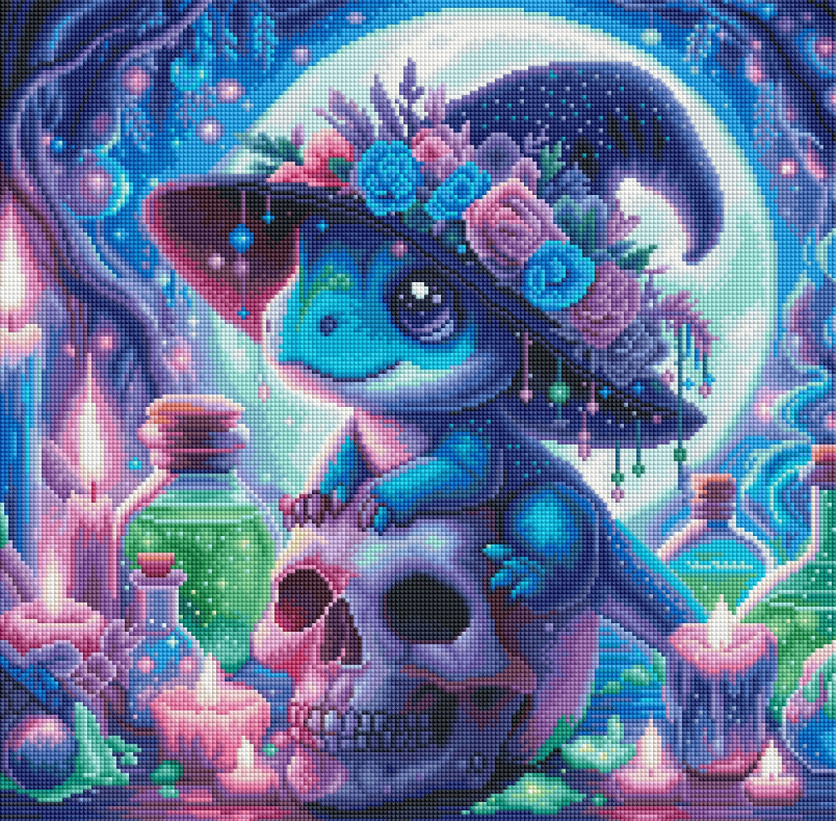 Diamond Painting Bild Halloween "Süße Gruselnacht" von AI-Artist Sandrietta_ai (inkl. Glow in the Dark Steine) 50x50cm TSS-579