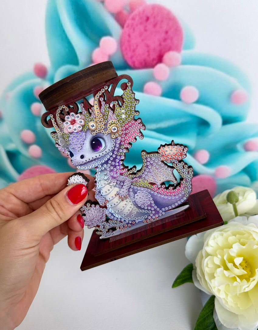 Diamond Painting Teelichthalter "Drache" 12x14cm