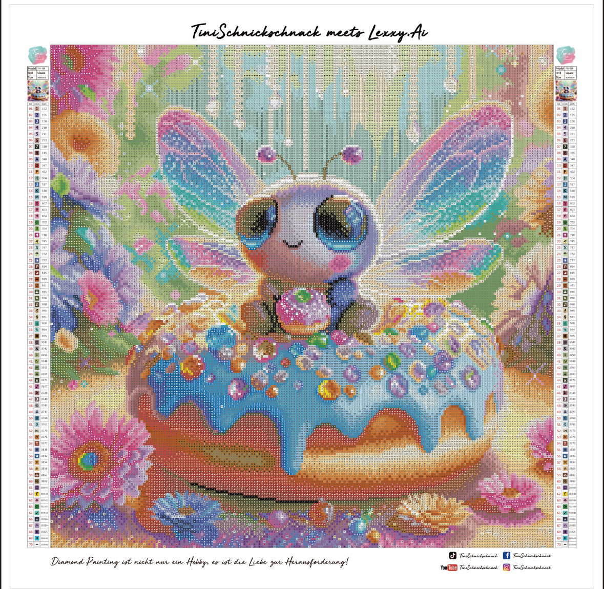 Diamond Painting Bild Fliege "Pucki" von AI-Artist Lexxy.ai 50x50cm (inkl. Metallic) TSS-519