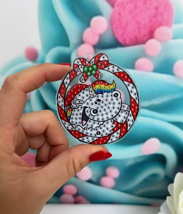 Diamond Painting XMAS Schlüsselanhänger Pummeleinhorn "Weihnachtsfreude" 6Stück (AH105)