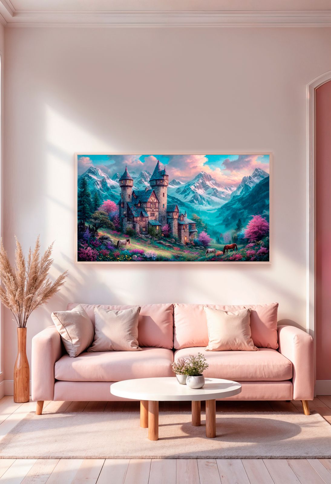 Diamond Painting XXXL Bild "Traumschloss in den Bergen" von AI-Artist Sandrietta 110x196cm (Sondersteine Special) TSS-769