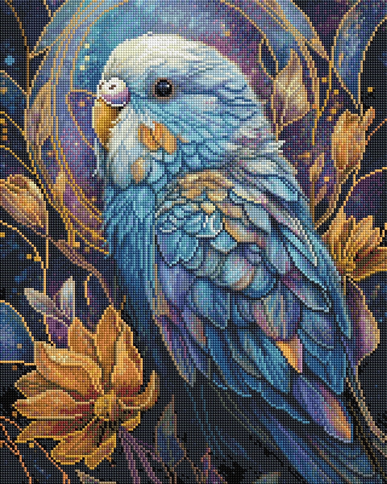 Diamond Painting Bild "Modern Art - Wellensittich" von AI-Artist Sandrietta_ai (inkl. Feenstaub) 40x50cm TSS-715