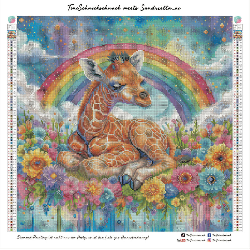 Diamond Painting Bild "Giraffe-Mimi" von AI-Artist Sandrietta_ai 50x50cm (inkl. Candy Stones)